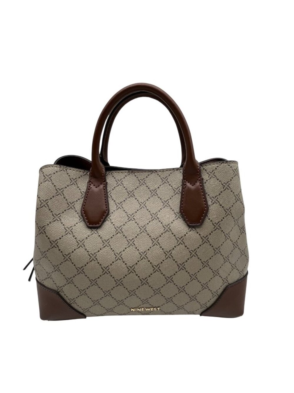 Nine West Grey Monogram Print Pvc Reversible Mini Satchel